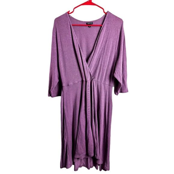 Torrid Faux Wrap 3/4 Sleeve V Neck Mini Dress Purple 3X - Picture 1 of 8